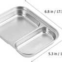 Angoily Stainless Steel Plate, 2 Grid Compartment Portion Control, Toddler Plate for Fruits, Snacks, Salads, Parties, Camping, Metal