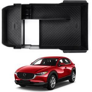 Autorder Center Console Organizer for Mazda CX-30 CX30 2020-2026 Accessories Armrest Storage Box Secondary Insert Tray with Black Anti-Slip Mat