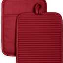 KitchenAid Ribbed Soft Silicone Pot Holder 2-Pack Set, Smoked Paprika Red, 7"x9"