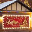 ROCKY&CHAO Christmas Garage Door Cover with Sparkling Night-Time Effect, 6x13ft Red&Gold Holiday Banner for Single/Double Garage, Outdoor Christmas Decorations, Weather-Resistant Polyester Fabric