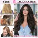 ALXNAN Long Wavy Hair Extensions for Women, Clip in Hair Extensions Clip Ins Soft Full Head Synthetic Hairpieces 20 Inch Black Brown