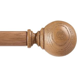 Wood Curtain Rods for Windows 66-120 inch, 1" Adjustable Heavy Duty Rustic Drapery Rod with Imitation Wood Grain Finials, Oak Brown Boho Farmhouse Curtain Pole for Living Room & Bedroom