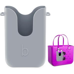 Silicone Phone Holder for Bogg Bags, Compatible Phone Case Attachment, Beach Tote Bag Accessory – Ideal Phone Holder for Bogg & Similar Beach Bags (Gray)