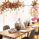 Over The Table Rod Stand with Clamps - Adjustable Tabletop Banner Holder for Party Decor, Balloon Arches, Garland Hanging - Durable Reusable for Weddings, Birthdays, Family Events (Gold)