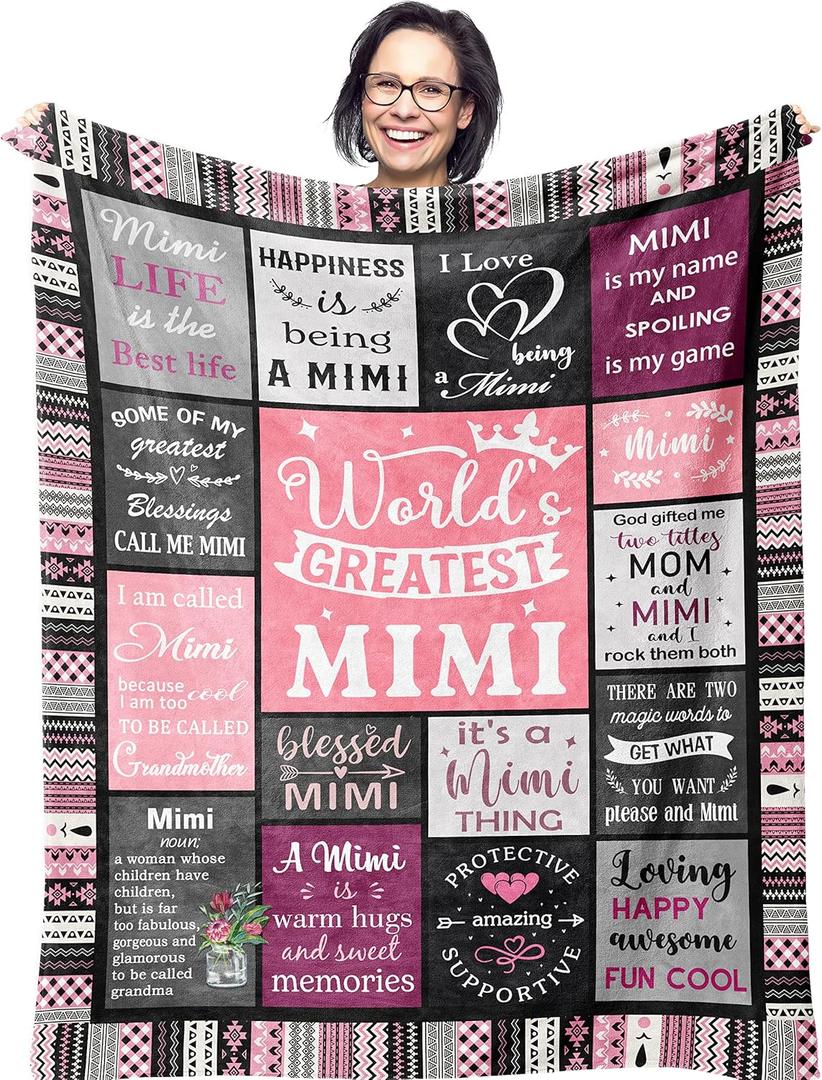 Ruvinzo Mimi Gifts for Grandma, Birthday Gifts for Mimi, Grandma Bday Gift, Grandmother Gift Ideas, Best Mimi Ever Gift Soft Throw Blanket 60 x 50