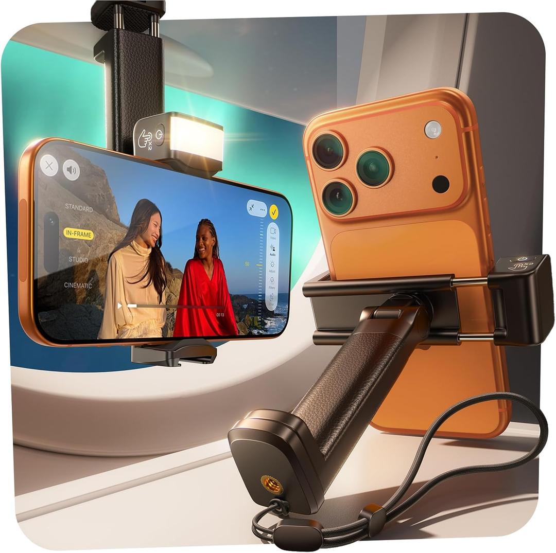 LISEN Airplane Travel Essentials (LED) Cruise Ship Essentials 2026 Women Men Phone Stand Holder for Desk Mount Airplane Gadgets Women Men Long Flight Accessories Photographic Lighting Flash Tubes (1pack, Black)