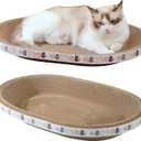 2 Pack Large Cat Scratcher Cardboard, Oval Indoor Cat Scratcher Bed Scratcher Pad Board Lounge Couch Cats Bowl Shaped Cat Scratching Post Nest for Cats Grinding Claw Furniture Protector (2 Pack-L(18.5"x12.6"x2.4"), White)