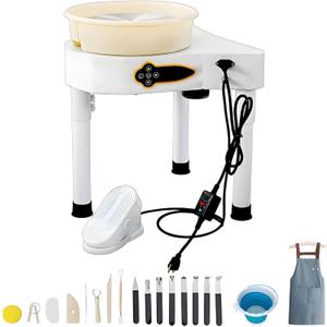 11 inch Pottery Wheel Machine,350W Direct Drive Motor,with LCD PanelAdjustable Speed Foot Pedal Control,Detachable Basin,Clay Tools for Kids, Adults, Beginners, Art Craft Work Home DIY (white)