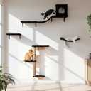 Wall Mounted Cat Furniture Set of 4 – 4 in 1 Cat Wall Shelves with Hammock, Bridge, Climbing Tree & Perch – Shelves for Large Cats, Holds Up to 30 lbs, Indoor Playground