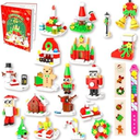 Advent Calendar 2024 Building Sets Toy, Countdown 24 Surprises for Kids, Compatible with Lego Advent Calendar 2024, Advent Calendar Include Santa Claus, Christmas tree, Christmas Gifts for Boy Girl 6+