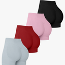 4 Pack Women Workout Gym Impact Shorts Seamless Scrunch Butt Lifting Gym Yoga Shorts S