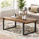 Modern Coffee Table, Industrial Wood and Metal Center Table, Cocktail Tea Table for Living Room Home Office, Rustic Brown, 44 Inch