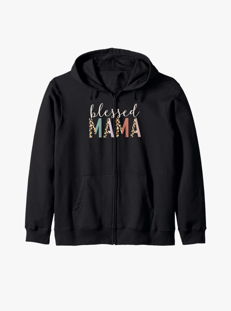 Blessed Mama Cute Zip Hoodie L