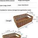Plastic Storage Baskets for Shelves and Cabinets, Wicker Storage Baskets for Shelves, Pantry Baskets Organization and Storage, Water-Resistant and Durable(Set of 2, Dark Brown)