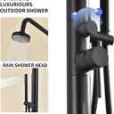 Freestanding Outdoor Shower 316 Marine Grade Stainless Steel, 2 Function Hot & Cold Water Outside Shower with Rain Shower Head & Handheld, Floor Mounted for Backyard Garden Pool Beach (Matte Black)