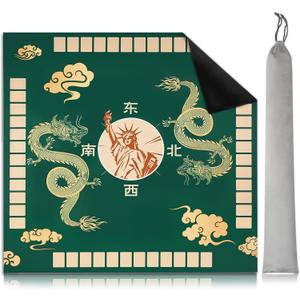 American Mahjong Game Mat for Table: Mah Jongg Card Games Mats with Carrying Bag - Square Anti Slip Portable Travel Mahjong Pad - Mahjong Table Covers For Board Game, Dice, Poker Cards and Domino