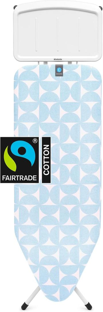 Brabantia XL Comfort Ironing Board with Solid Steam Generator Rest | Large (Size C) | Fairtrade Fresh Breeze Cover | Adjustable Height (27-38"), XL Rest, Easy Fold, Anti-Collapse Lock, Non-Slip Feet