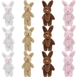 Mini Plush Bunny, 12 Pcs Tiny Stuffed Animals, 3.1 Inch Easter Bunny Doll, Soft Rabbit for Easter, Birthday, Wedding Decorations, Easter Basket Stuffers (3.2 Inch)