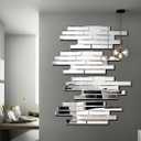 Artisan Set of 4 Silver Beveled Wall Decor Mirrors - 24x8 Inch Each, Creative Combination Design for Modern & Farmhouse Home Decor, Shatter-Resistant Glass with Wood Backing