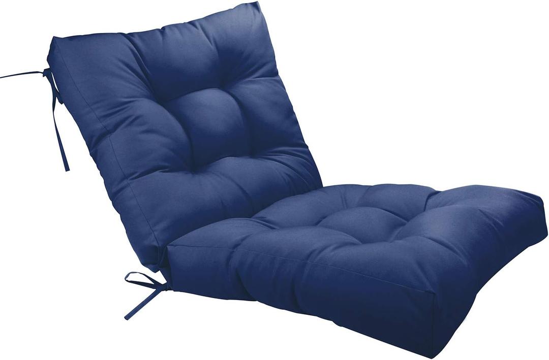 Outdoor Seat Back Chair Cushion, 20" x 20" Indoor Tufted Seating Patio Couch Furniture Replacement Cushions Set (Navy Blue, 1 Count)