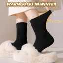 Josnown Thermal Warm Boot Socks for Women, 5 Pairs Winter Thick Cozy Hiking Crew Comfy Socks Full Cushioned, Size 5-10 (Black)