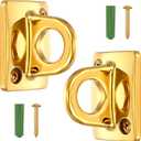 2 Pcs Gold Large Loop Wall Plate Metal Post Queue Line Barrier Hanging Circle Hook Rope Safety Barriers for Movie Theaters Grand Openings Auto Shows Hotels Velvet Stanchion VIP Rope Crowd Control