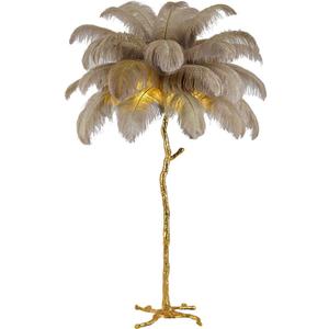 Natural Ostrich Feather Floor Lamp, Modern LED Dimmable Standing Lamp, Romantic Princess Bedroom Reading Tall Corner Lamp for Living Room, Dining Room and Office (120cm, Brown)