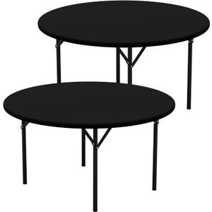 misaya 2 Packs Round Spandex Tablecloths, Stretch Elastic Tablecloth Cover Fits for 36"-44" Round Tables, Washable Polyester Table Cloth for Dining, Party, Outdoor and Indoor, Black