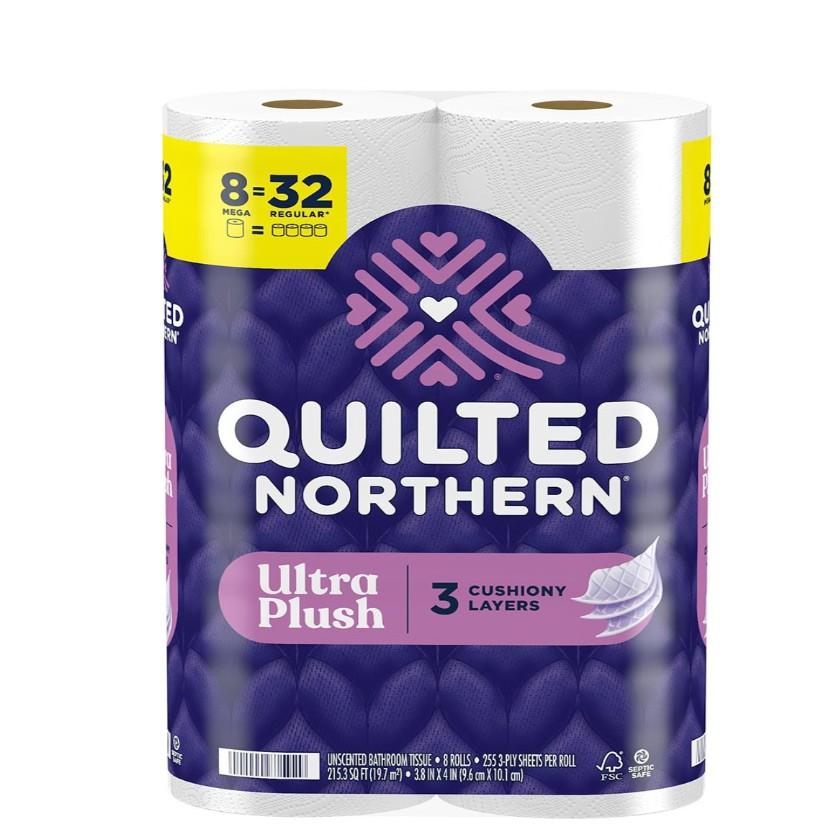 Quilted Northern Ultra Plush Toilet Paper, 3-Ply Mega Rolls, 8 ct