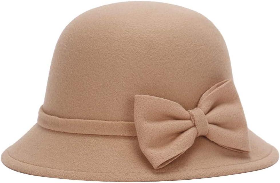 CynKen Women Polyester Church Cloche Flapper Hat Lady Bucket Winter Flower Cap (One Size, Beige)