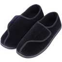 LongBay Men's Memory Foam Diabetic Slippers Comfy Warm Plush Fleece Arthritis Edema Swollen House Shoes (12, Black) | Slippers