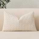 UGASA 14x24 Inch Pillow Cover Pack of 1 Soft Boho Stripe Corduroy Long Rectangle Lumbar Cushion Cover Farmhouse Decorative Throw Pilowcase for Bed, Couch, Sofa, Bedroom, Living Room, Cream