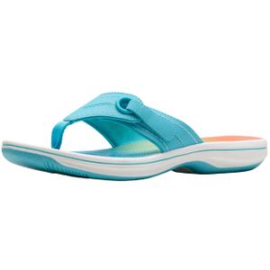 Clarks Women's Breeze Reyna Cloudsteppers Flip-Flop, Turquoise Ombre Synthetic, 7