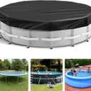 15 Ft Round Pool Cover Solar Cover for Above Ground Pool with Pool Covers Accessories Swimming Round Solar Pool Covers for Above Ground Pools Heavy-Duty Waterproof Dustproof(Black)