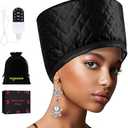 Heat Cap for Deep Conditioning, Ingeware Thermal Cap for Hair Steamer Cap for Natural Hair Portable Electric Heat Hair Spa Cap for Home Use Pattern (Solid Black)