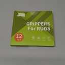 Rabenda 12 Pcs Rug Tape, Non Slip Rug Pads Grippers for Hardwood Floors and Tiles, Reusable Carpet Tape for Area Rugs, Double-Sided Adhesive Rug Stickers Keep Corners Flat (Black)