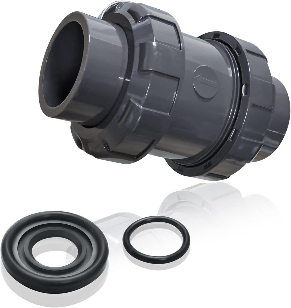 PVC True Union Check Valve, 3/4 Slip Swing Full Port Utility Check Valve, Sch80 Socket Pool Ball Check Valve for Backflow Prevention