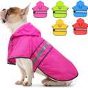 Candofly Dog Raincoat Reflective Dog Rain Jacket Waterproof Hooded Ponch Rain Coat for Small Medium Large Dogs (Pink, Medium)