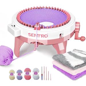 SENTRO Knitting Machine 48 Needles for Adults, Smart Automatic Circular Crochet Knitting Machine with Row Counter