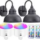 Battery Operated Wall Sconce Set of 2, Wireless Wall Lights with 10000mAh Dimmable Bulbs and Remote, 10 Colors Rechargeable Wall Lamps for Bedroom Living Room Hallway Decor (Rust)