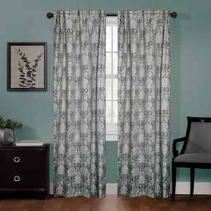 Zenna Home Smart Curtains 100% Blackout Window Curtain, Damask Ultimate Light Blocker (1 Panel), 40 Inches x 84 Inches, Charcoal