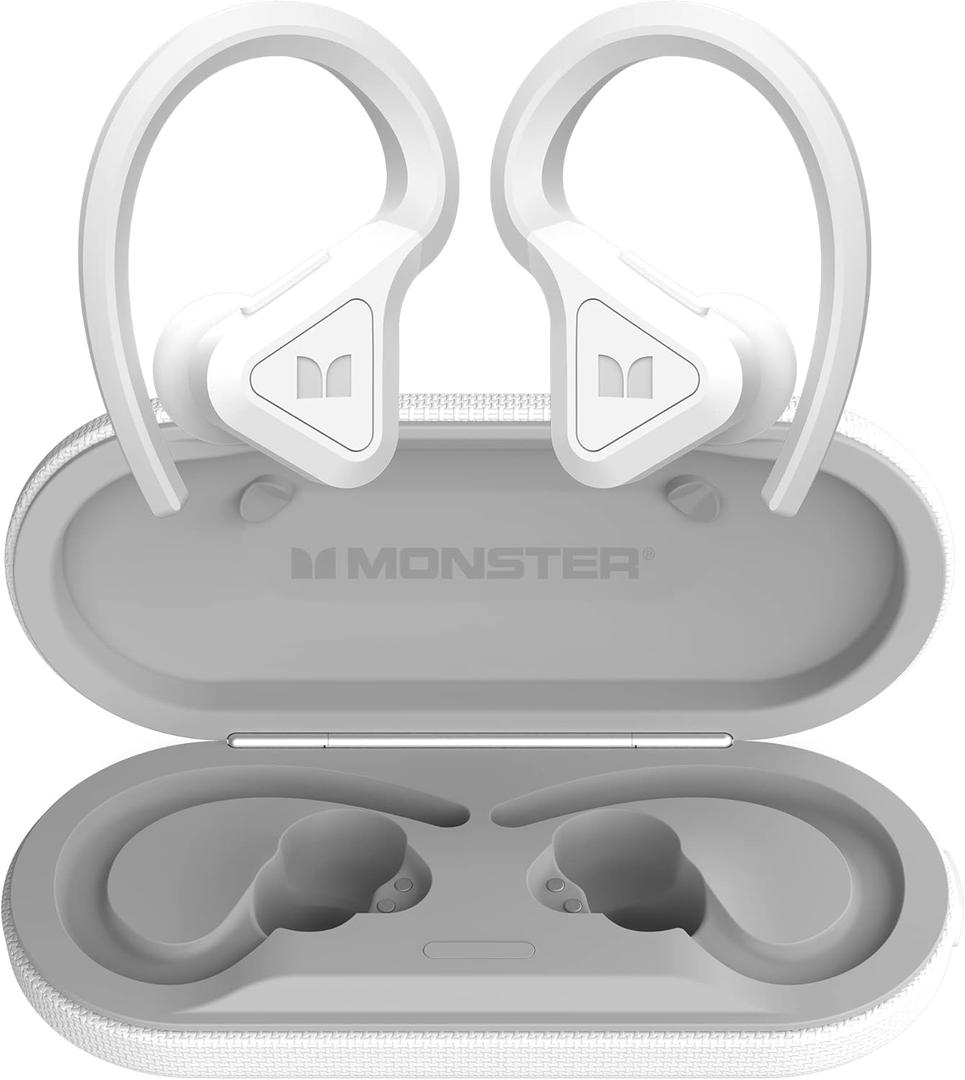 Monster DNA Fit Wireless Bluetooth Earbuds - Noise Cancelling Earbuds with Wireless Charging Case & Built-in Microphone, Water Resistant Bluetooth Headphones & Ear Buds (Regular, White)
