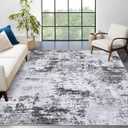 8x10 Modern Abstract Rug Faux Wool Accent Ultra Soft Machine Washable Rug Non Slip Non Shedding for Bedroom Dining Room Office Home, Grey