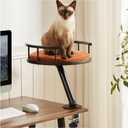 Cat Desk Bed - Desktop Attachment Cat Perch for Home Office, Spinnable Indoor Mounted Desk Bed, Elevated Nest for Work, Kitten Furniture Accessories(Black)