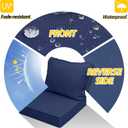 AAAAAcessories Outdoor Deep Seat Cushions, Waterproof, Fade-Resistant Patio Furniture Replacement Cushions, 25.5" x 25.5" x 5" + 25.5" x 19", Set of 2, Navy Blue