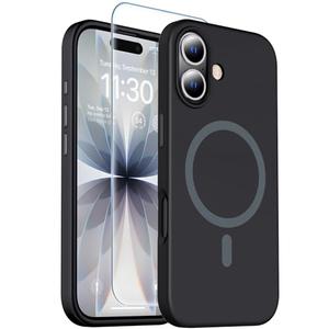 toaksi Magnetic for iPhone 17 Case [Compatible with MagSafe] [Soft Anti-Scratch Microfiber Lining],Premium Silicone with Screen Protector,Shockproof Protective Phone Case 6.3",Black