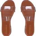 OYOANGLE Women's Clear Strap Flat Sandals Open Toe Double Band Casual Slide Sandals Brown 11