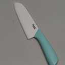 Upgrade Version 7-inch Ceramic Santoku Knife with Sheath - Light, Precise, Sharp, Nonstick Ceramic Knife - Rustproof Dishwasher Safe Chef's Kitchen Knife (Blue)