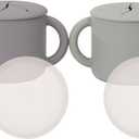 WeeSprout Snack Containers, Food Grade Silicone Cups, Spill-Proof Tops For Toddlers and Babies, Premium Hard Plastic Travel Lids, Dishwasher Safe, Set of 2 Snack Catchers (Matte Gray, Matte Green)