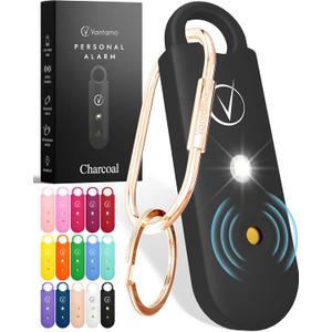 Vantamo Personal Alarm for Self Defense with Low Battery Notice, Strobe Light & Extra Loud 130 dB Double Speakers Safety Keychain Set for Women, Rechargeable Panic Button for Womens Self Defense (Charcoal)